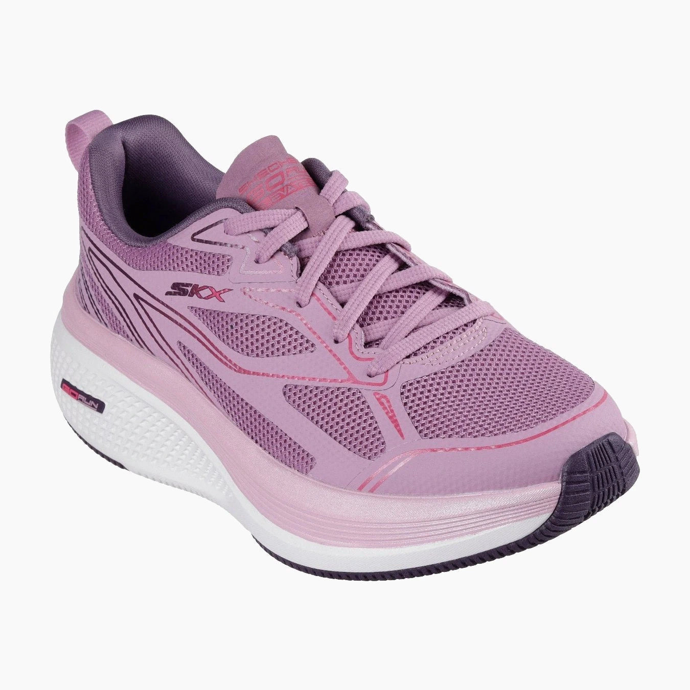 129001#PNK-PINK SYNTHETIC/PLUM TRIM