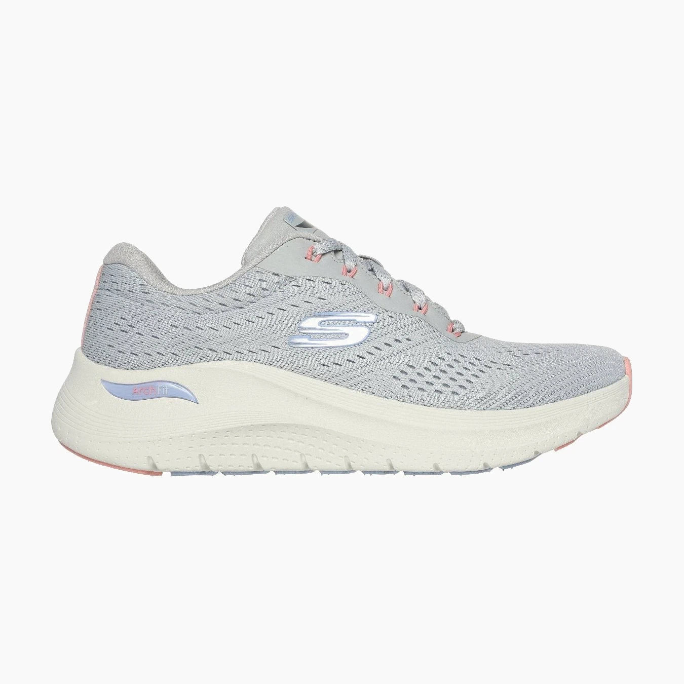 150051#LGMT-LIGHT GREY MESH/PERIWINKLE & CORAL TRIM