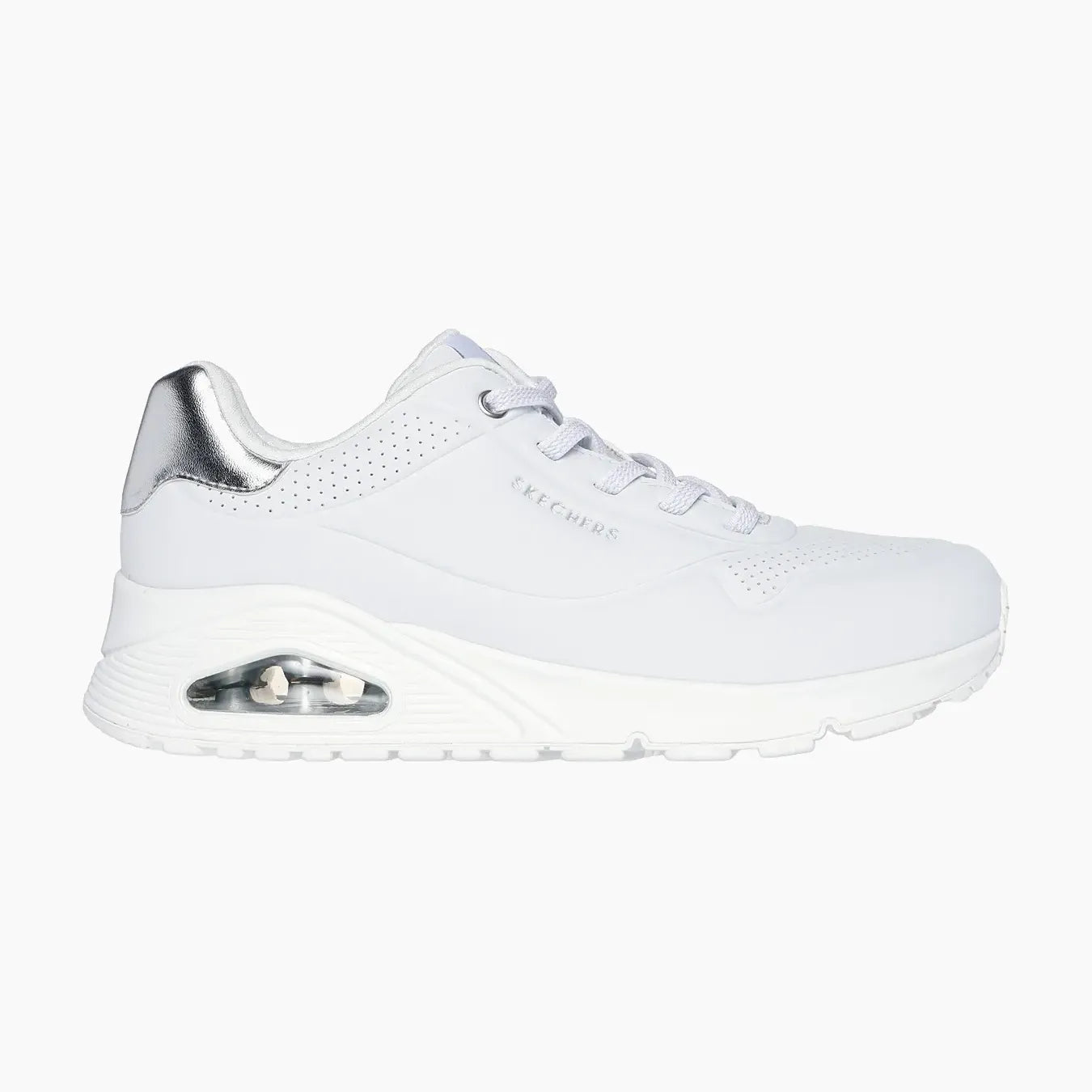 UNO#WSL-WHITE DURABUCK, SILVER DURALEATHER/ MESH TRIM
