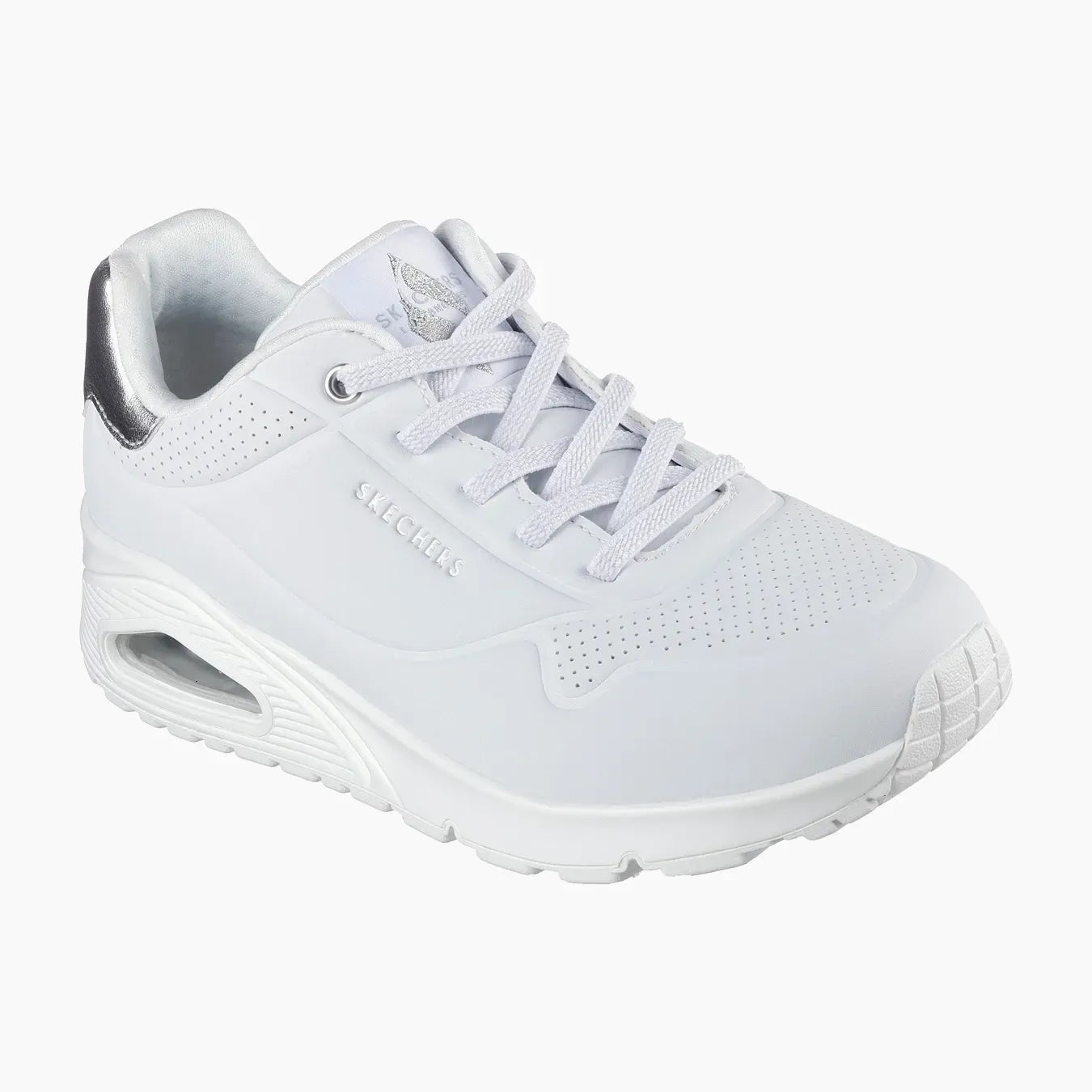 UNO#WSL-WHITE DURABUCK, SILVER DURALEATHER/ MESH TRIM