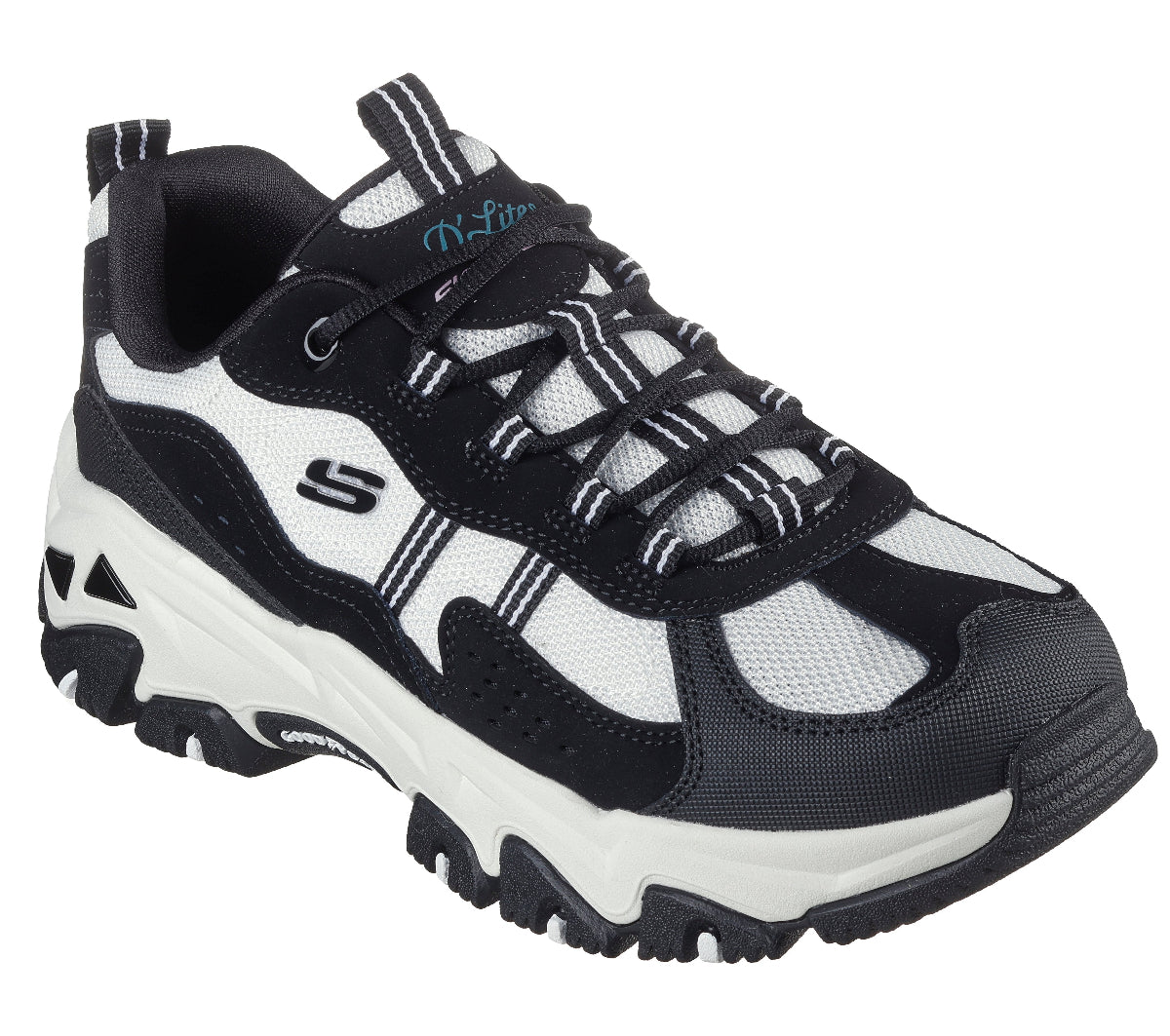 DLITE#BKW-BLACK LEATHER /SYNTHETIC/WHITE TRIM