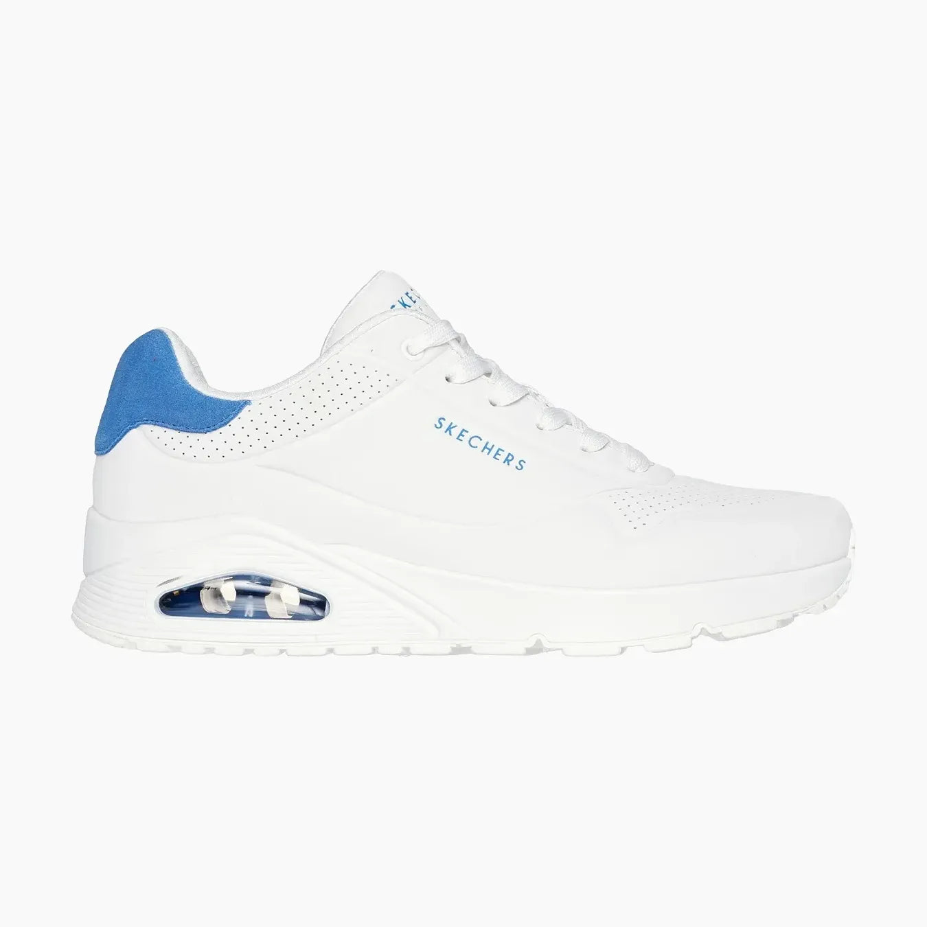 UNO#WBL-WHITE DURABUCK/BLUE SUEDE