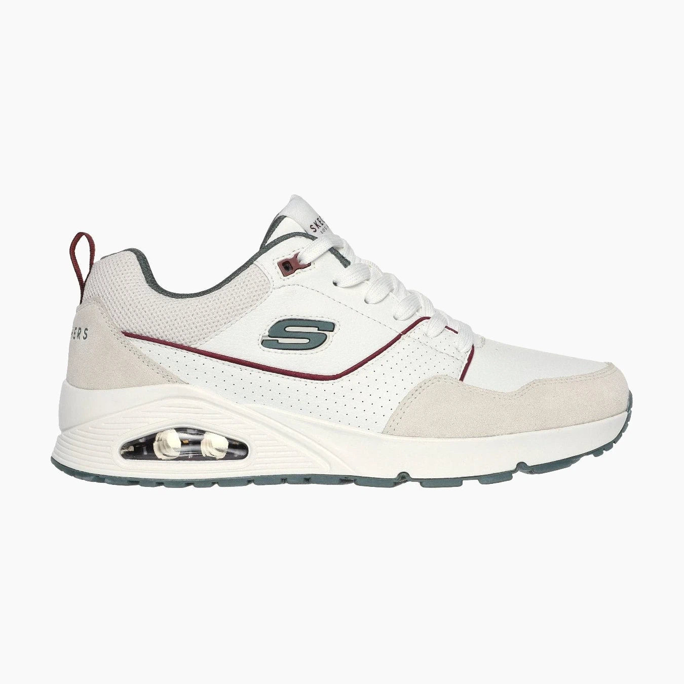 183020#WGR-WHITE LEATHER / SUEDE / GREEN MESH/ BURG TRIM