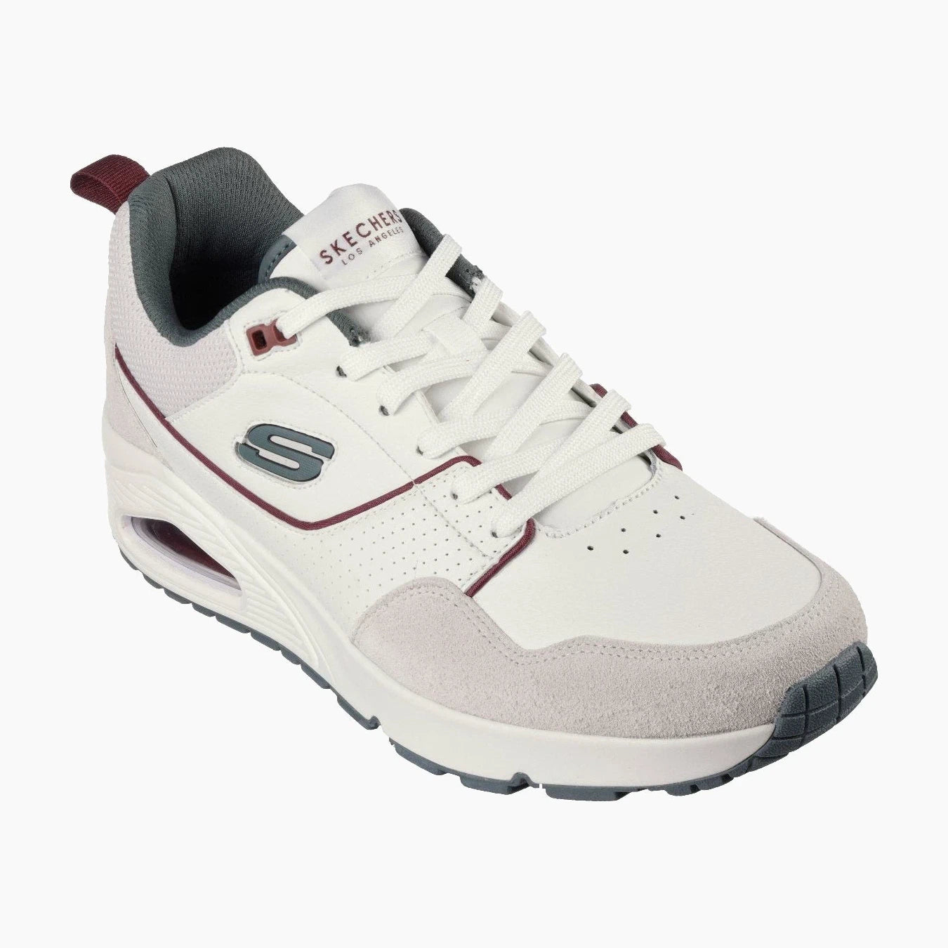 183020#WGR-WHITE LEATHER / SUEDE / GREEN MESH/ BURG TRIM