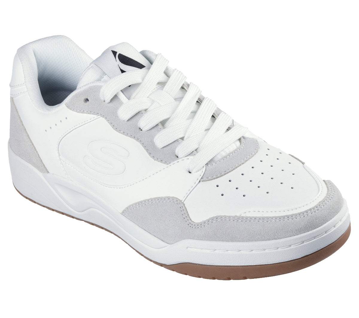 KOOPA#WHT-WHITE LEATHER AND SUEDE/DURALEATHER/MESH