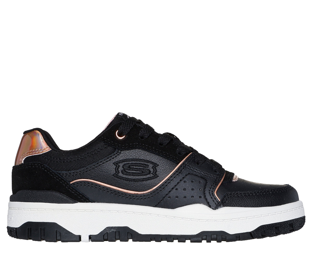 310231#BKRG-BLACK LEATHER/ROSE GOLD TRIM
