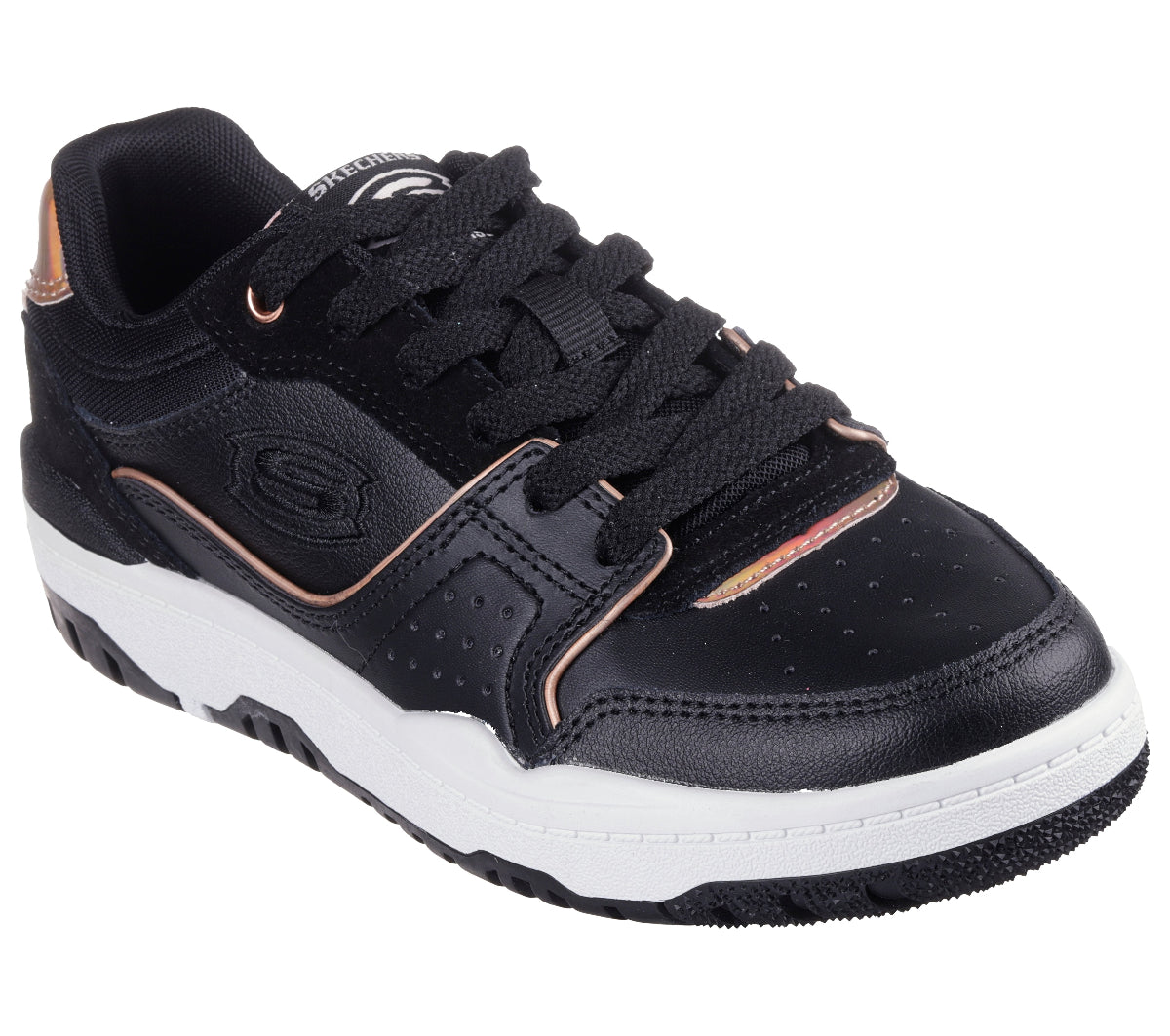 310231#BKRG-BLACK LEATHER/ROSE GOLD TRIM
