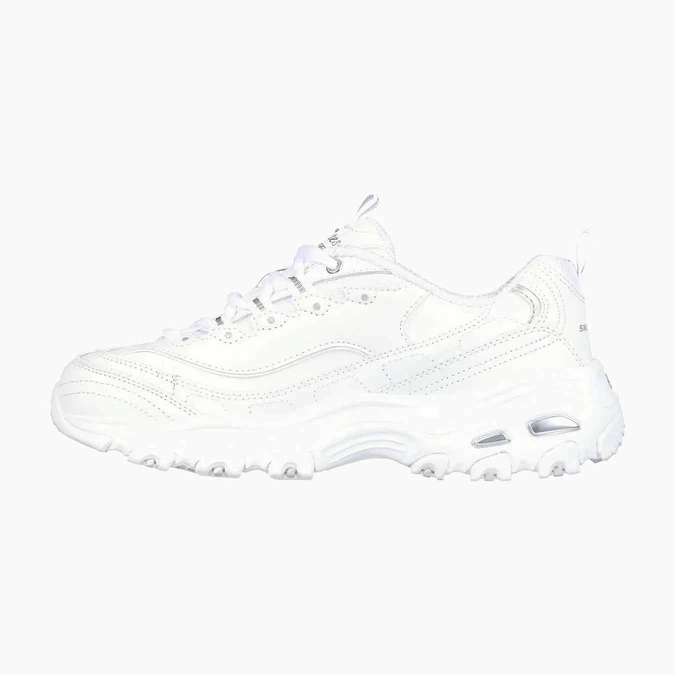 11931#WSL-WHITE LEATHER/MESH/SILVER TRIM