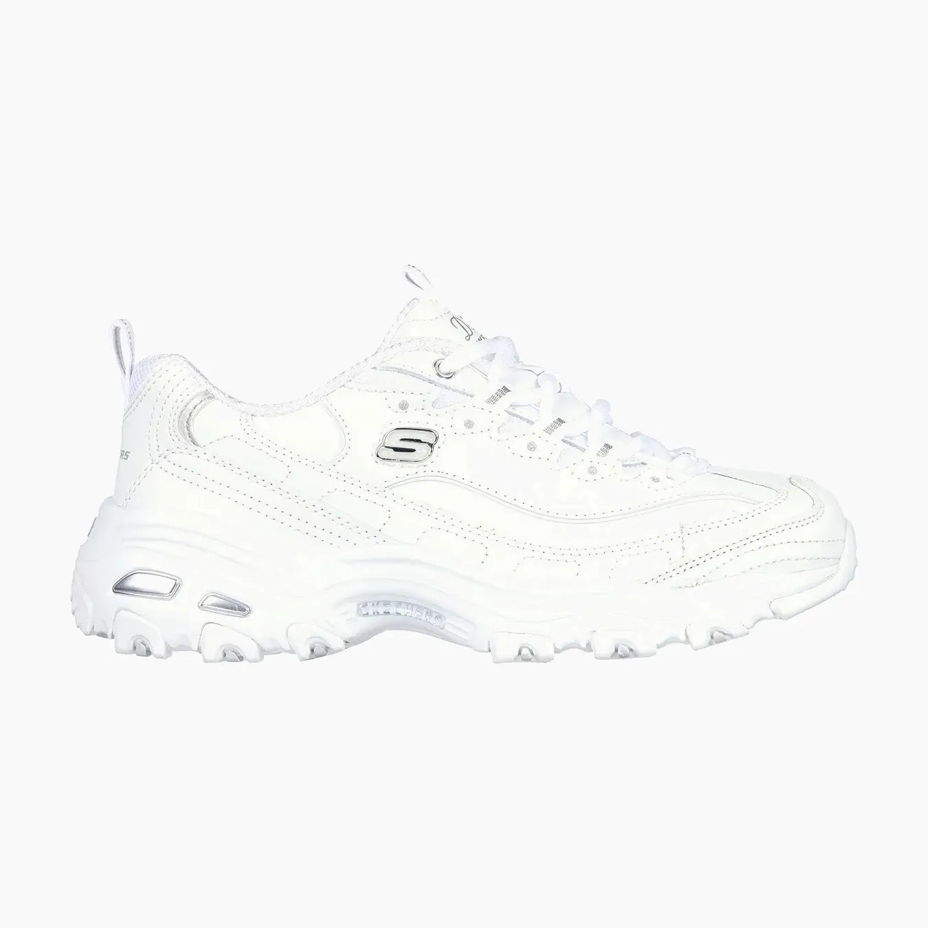 11931#WSL-WHITE LEATHER/MESH/SILVER TRIM