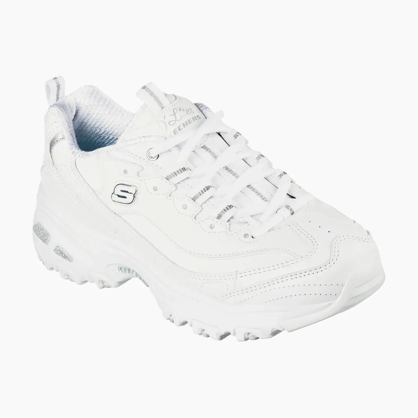 11931#WSL-WHITE LEATHER/MESH/SILVER TRIM