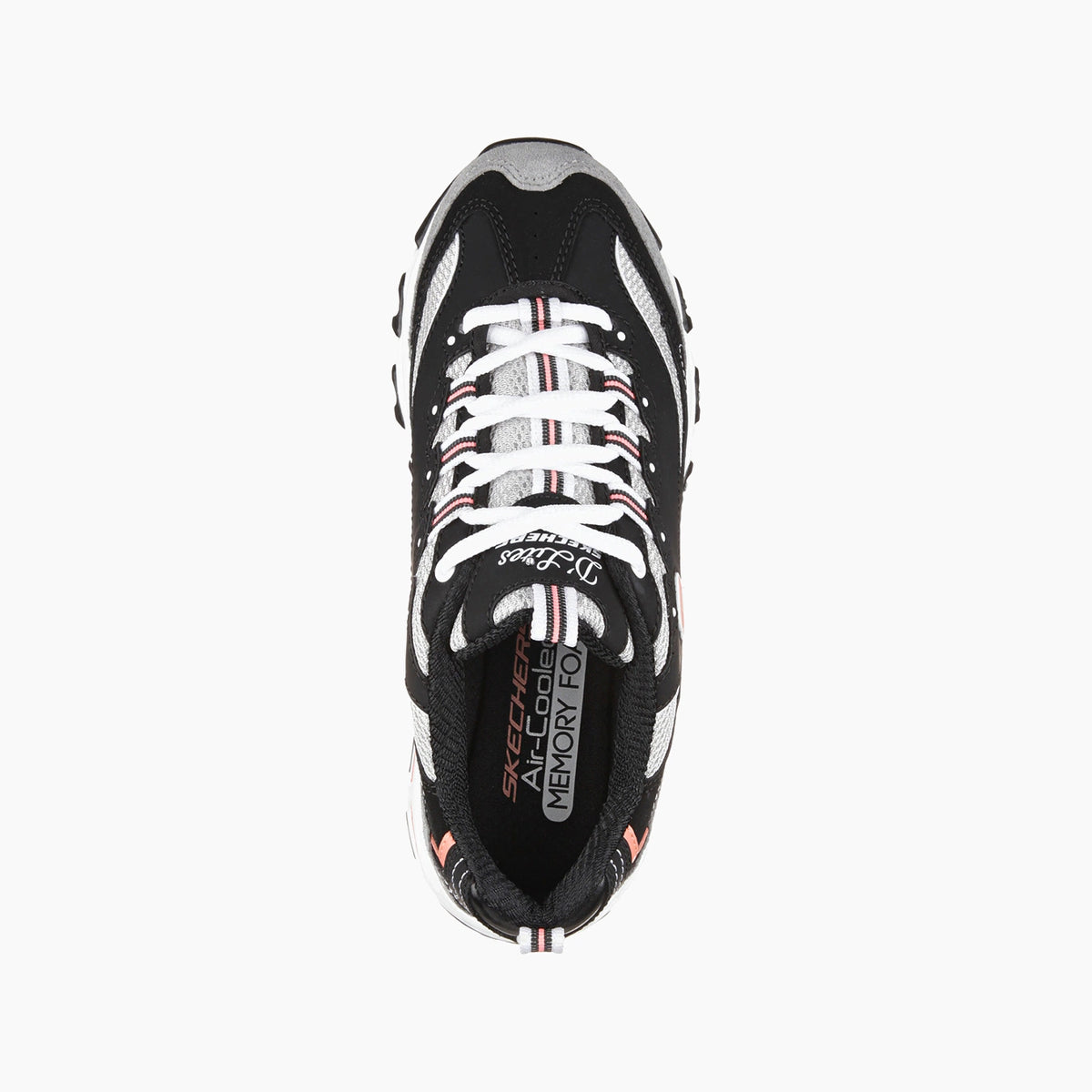BKWG-BLACK LEATHER/GRAYMESH/SUEDE/WHITE&CORAL TRIM