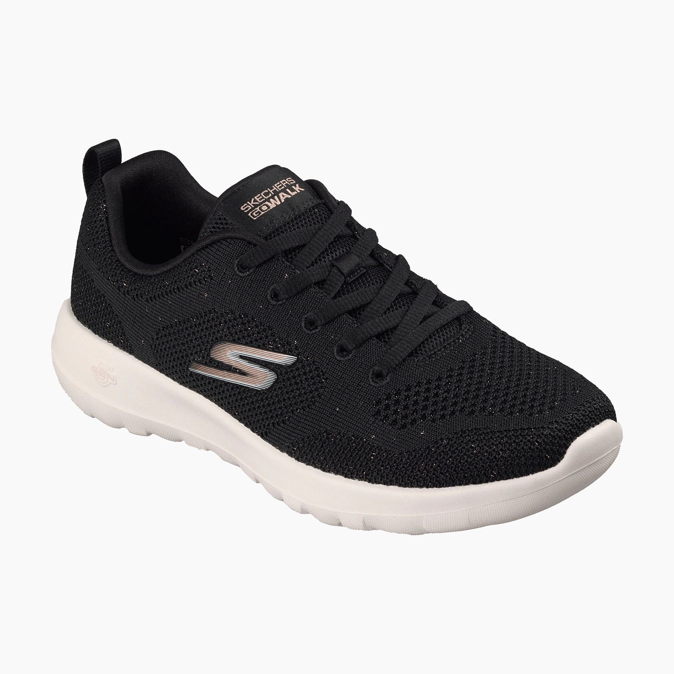 124640#BKRG-BLACK LEATHER/ROSE GOLD TRIM