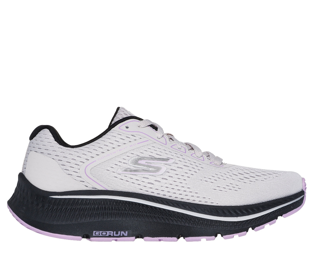 128607#LGBK-LIGHT GRAY TEXTILE/BLACK AND LAVENDER TRIM
