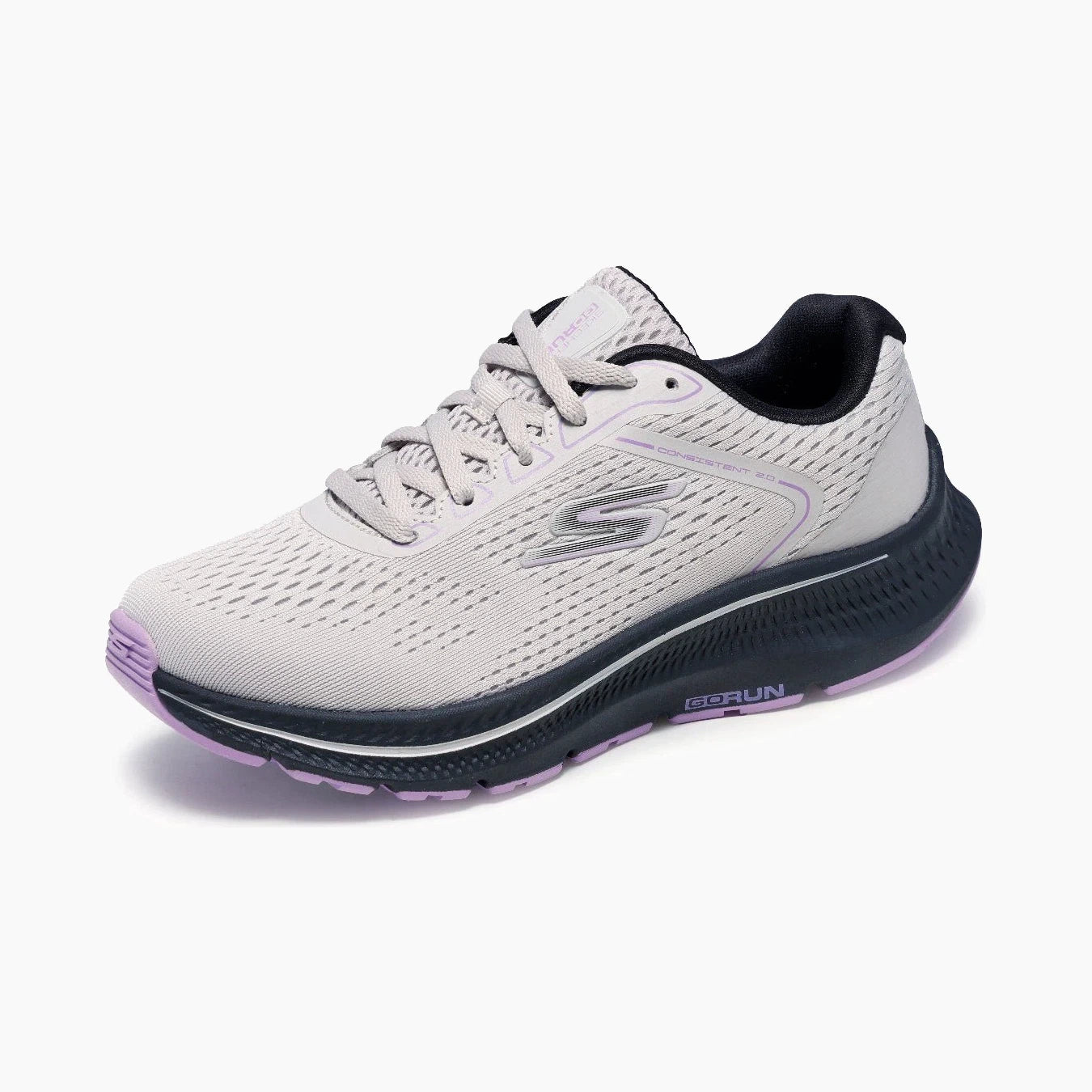 128607#LGBK-LIGHT GRAY TEXTILE/BLACK AND LAVENDER TRIM