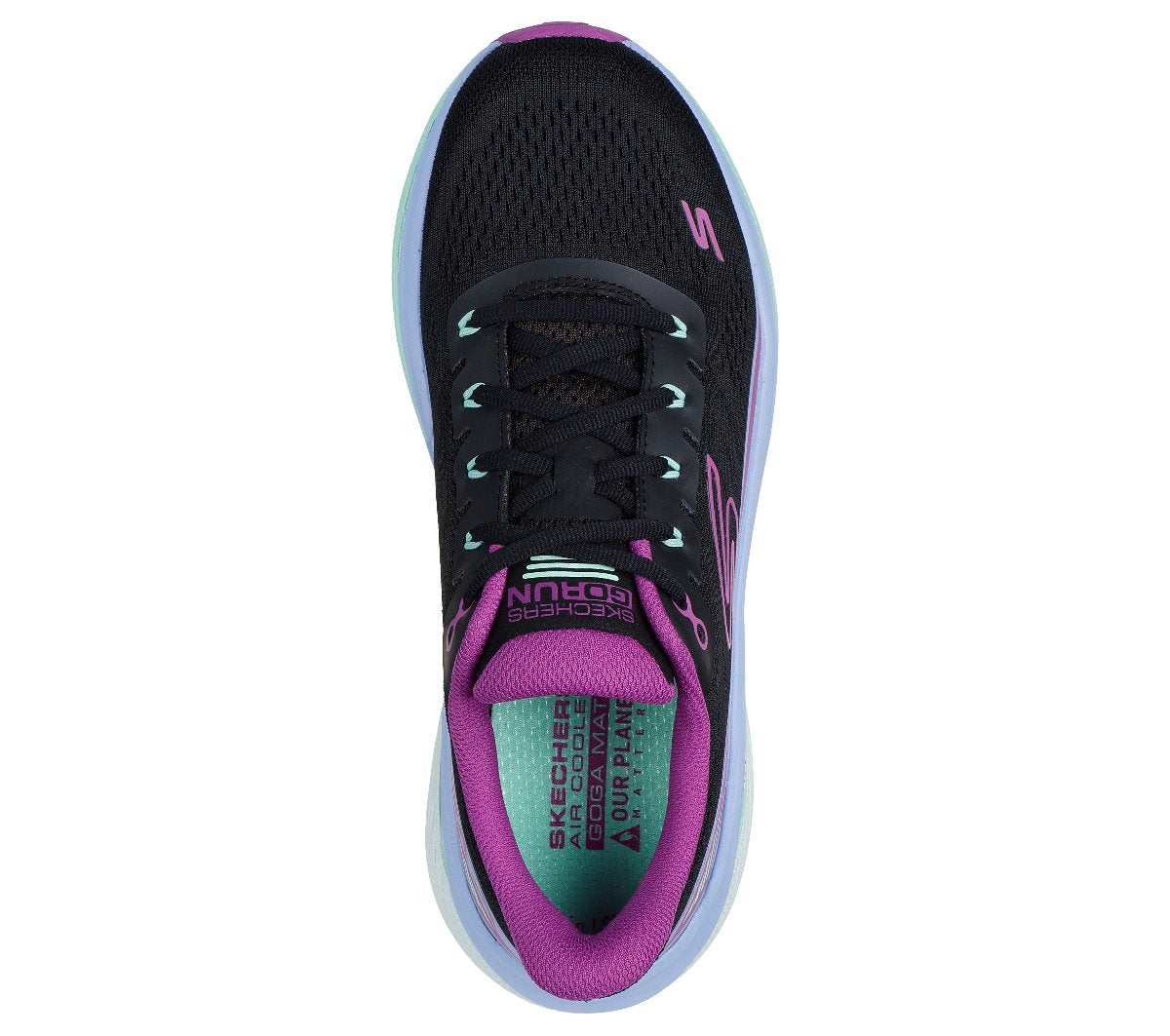 128901#BKPR-BLACK TEXTILE/PURPLE TRIM