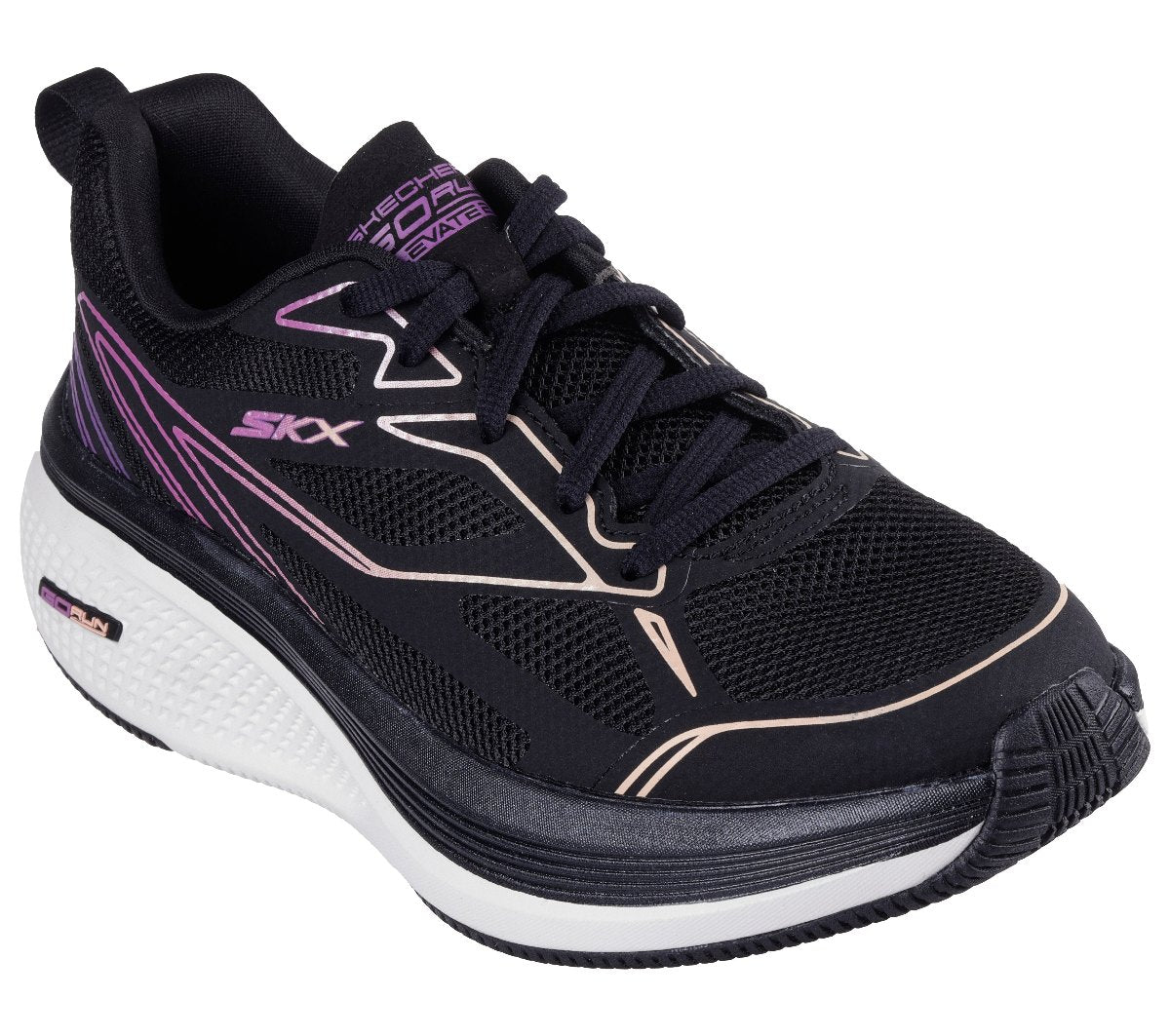 129001#BKPR-BLACK SYNTHETIC/PURPLE TRIM