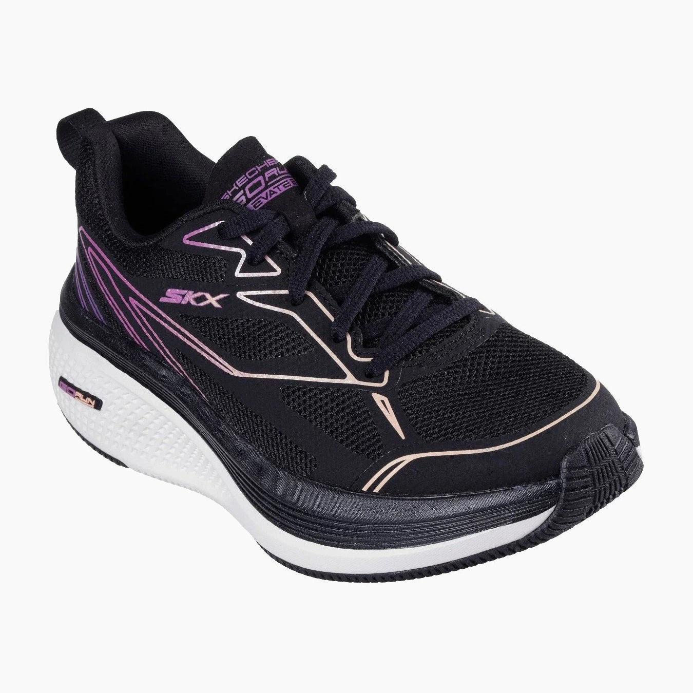 129001#BKPR-BLACK SYNTHETIC/PURPLE TRIM