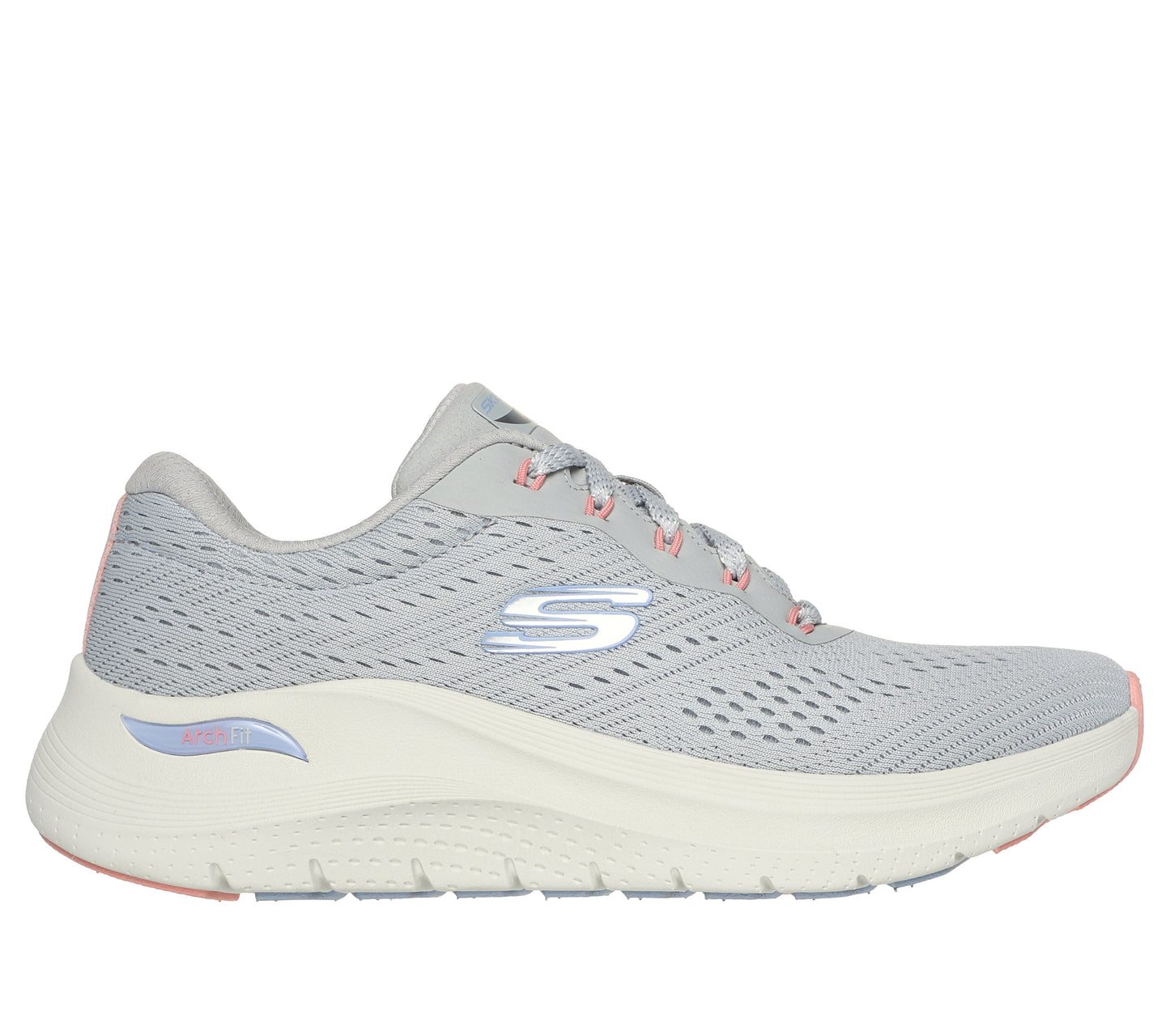 150051#LGMT-LIGHT GREY MESH/PERIWINKLE & CORAL TRIM