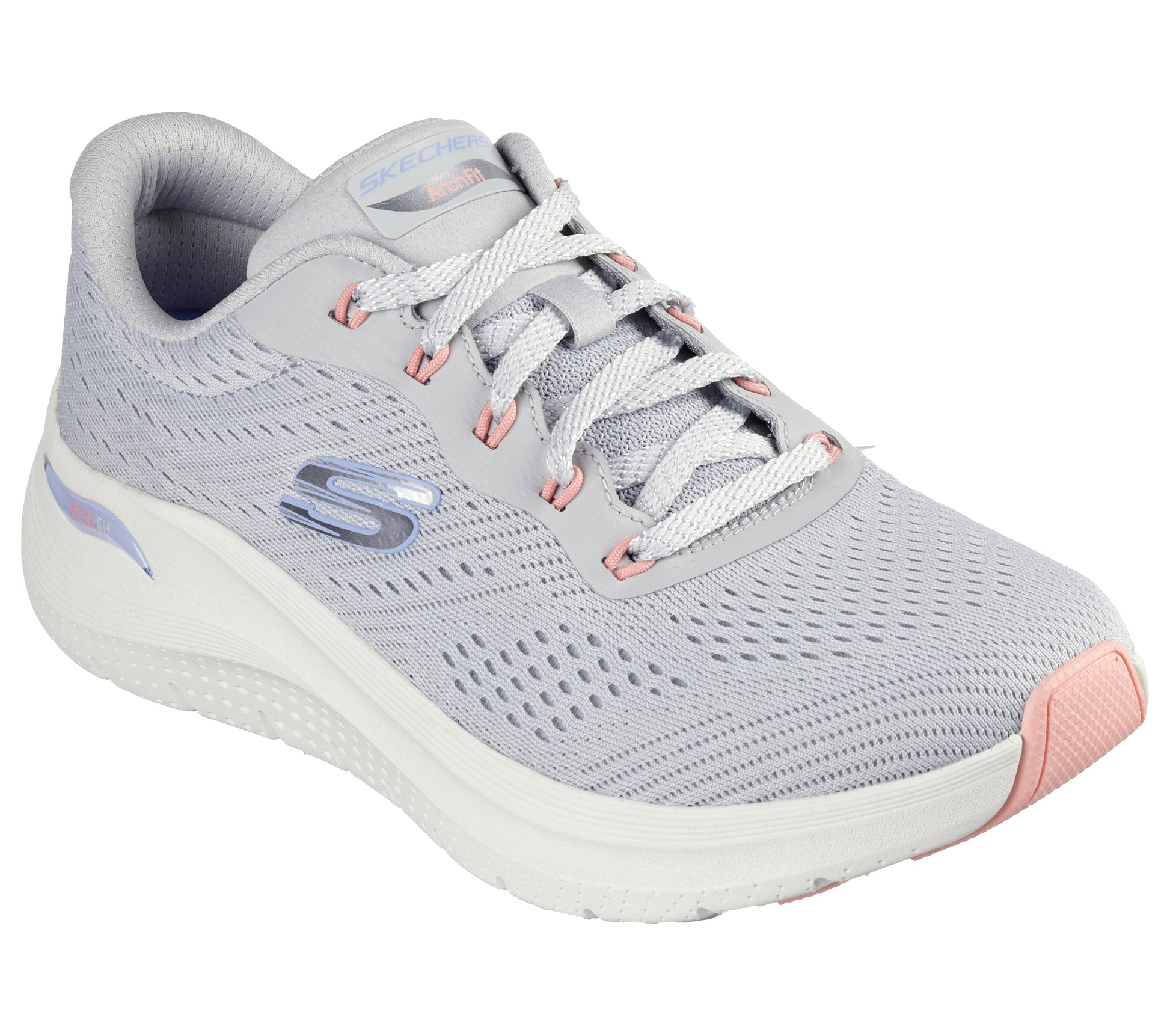 150051#LGMT-LIGHT GREY MESH/PERIWINKLE & CORAL TRIM