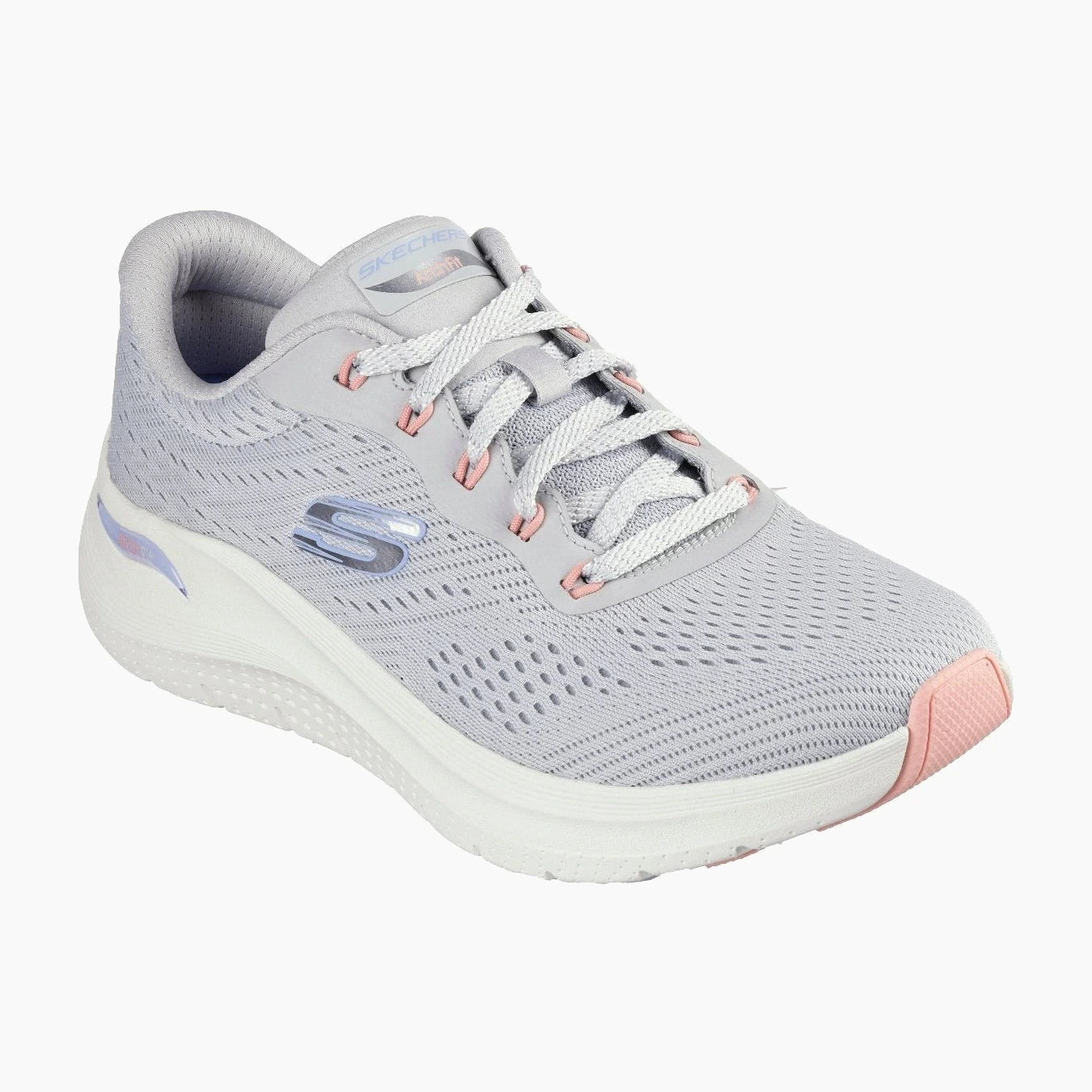 150051#LGMT-LIGHT GREY MESH/PERIWINKLE & CORAL TRIM