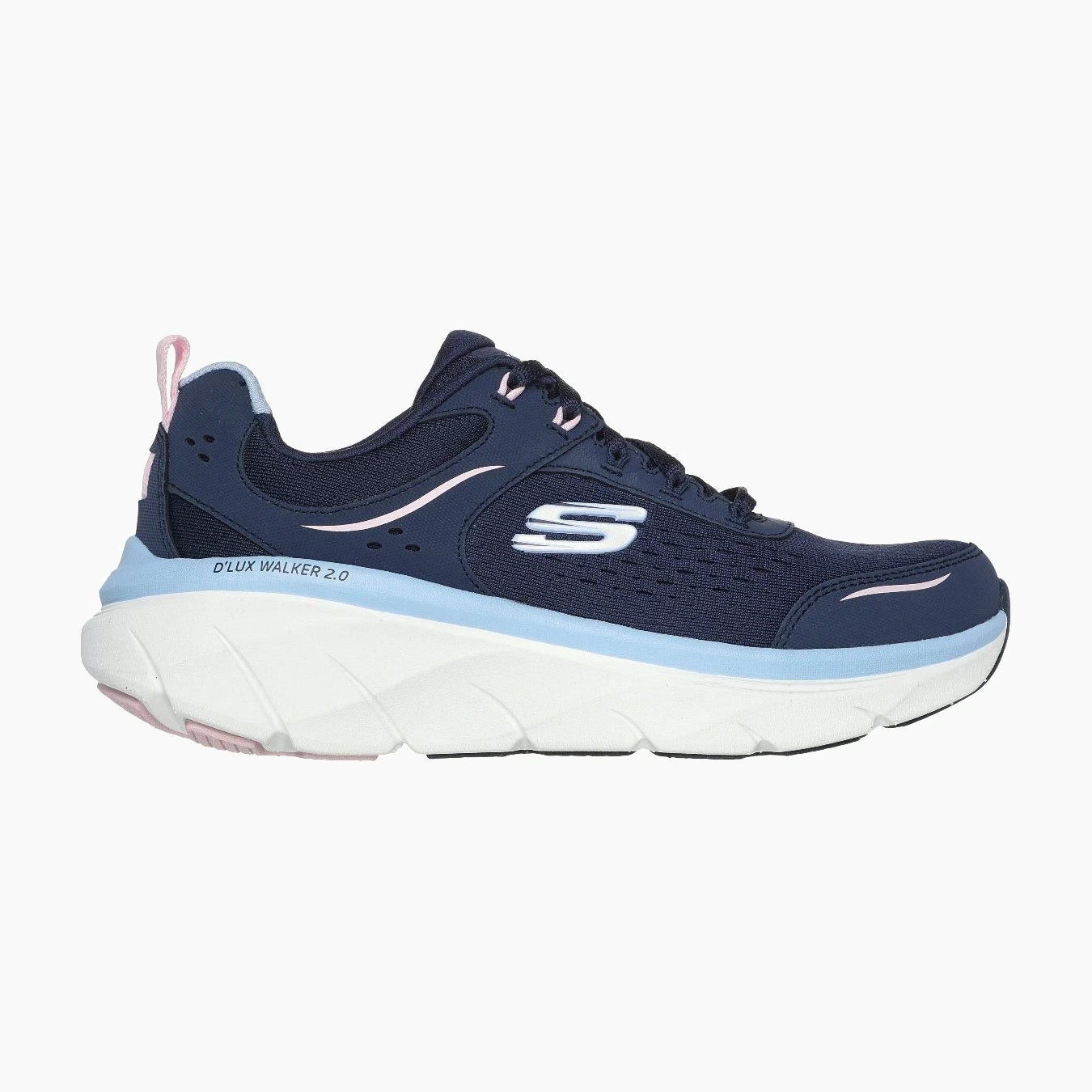 150093#NVPK/NAVY LEATHER/MESH/PINK & BLUE TRIM