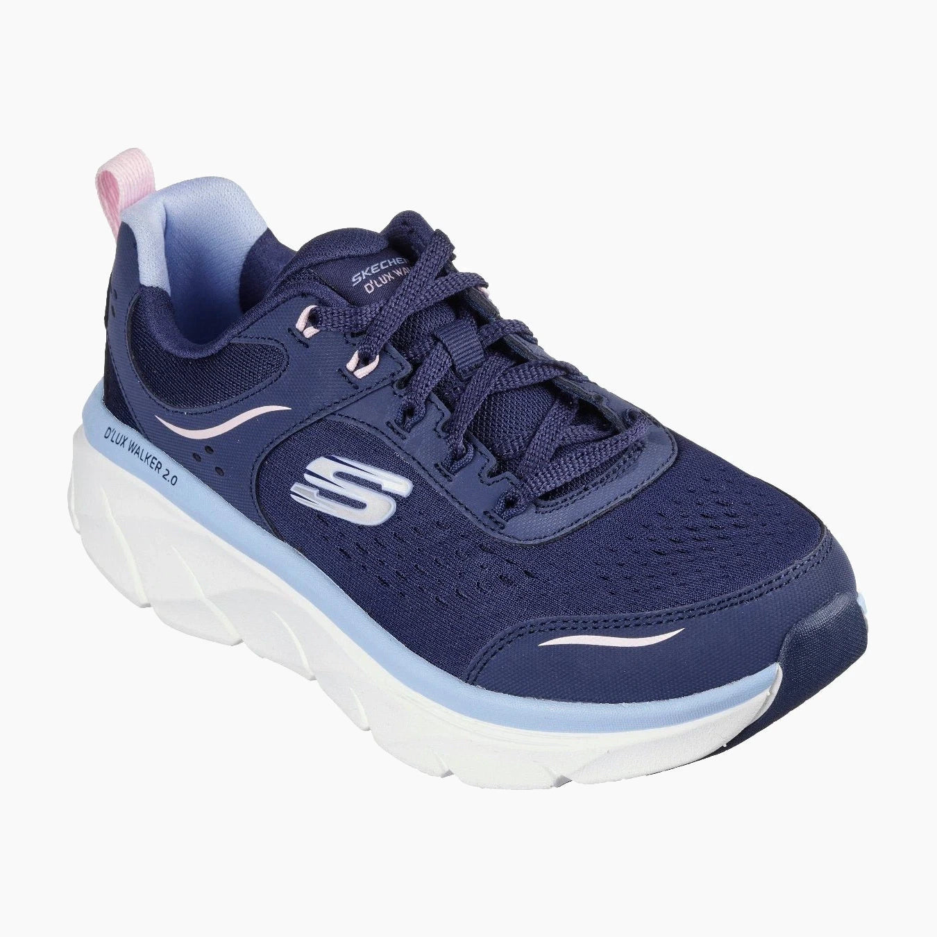 150093#NVPK/NAVY LEATHER/MESH/PINK & BLUE TRIM