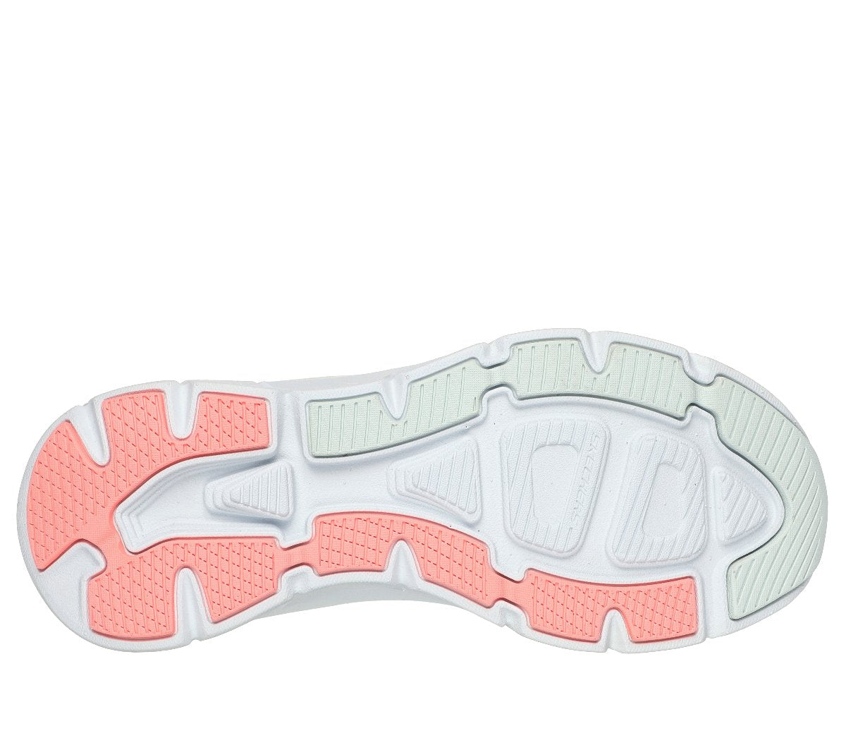 150093#WMLT/WHITE LEATHER/MESH/NEON CORAL & MINT TRIM