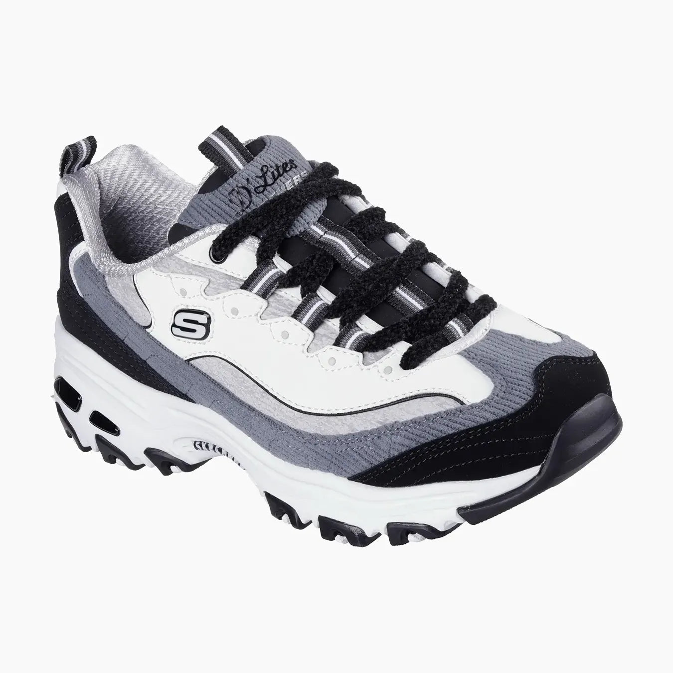 DLITES#WBGY-BLACK LEATHER/DURALEATHER/GRAY CORDUROY/BLACK