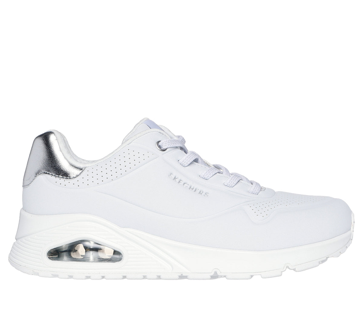 UNO#WSL-WHITE DURABUCK, SILVER DURALEATHER/ MESH TRIM