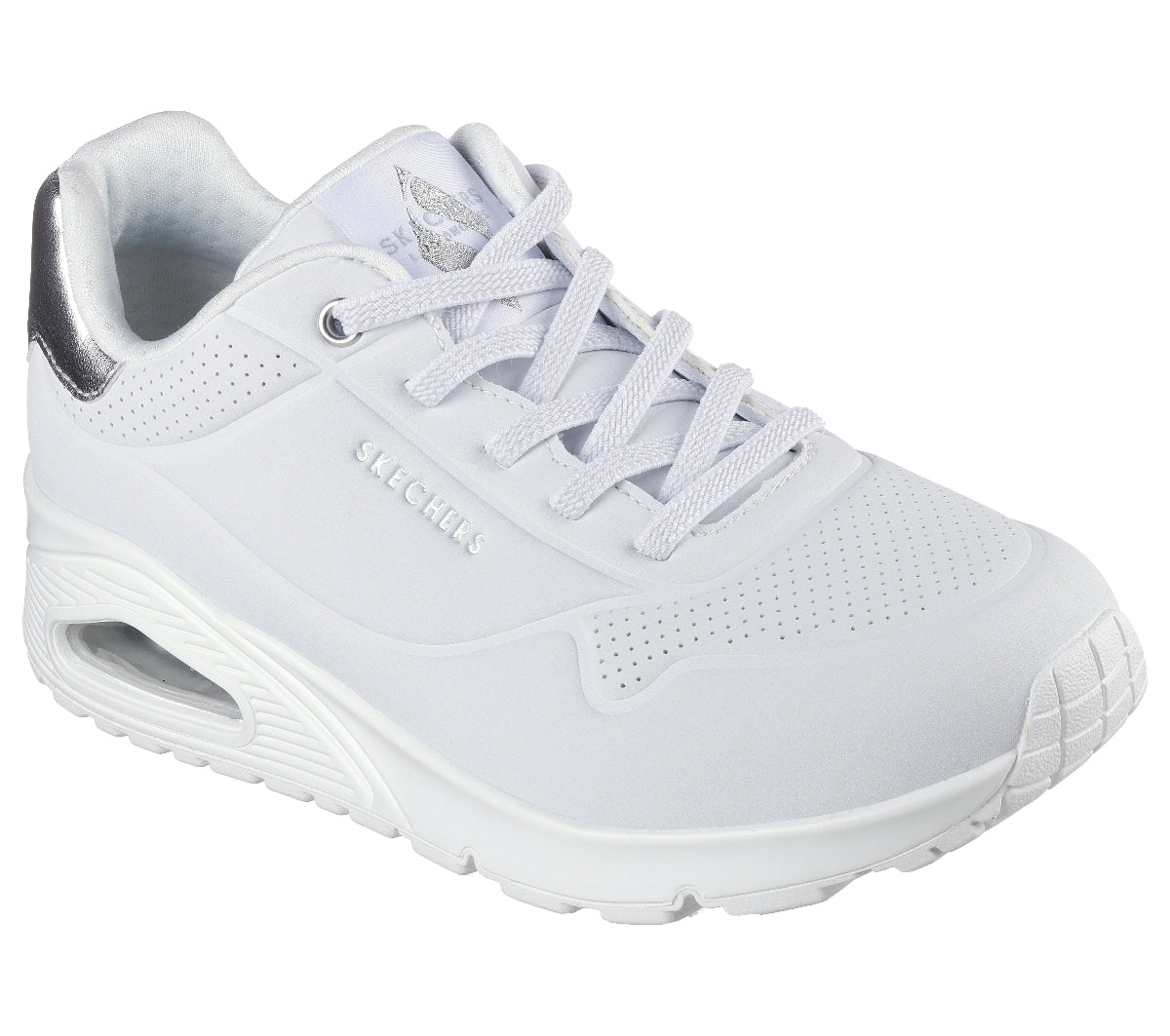 UNO#WSL-WHITE DURABUCK, SILVER DURALEATHER/ MESH TRIM