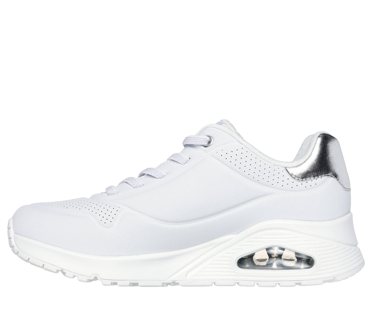 UNO#WSL-WHITE DURABUCK, SILVER DURALEATHER/ MESH TRIM