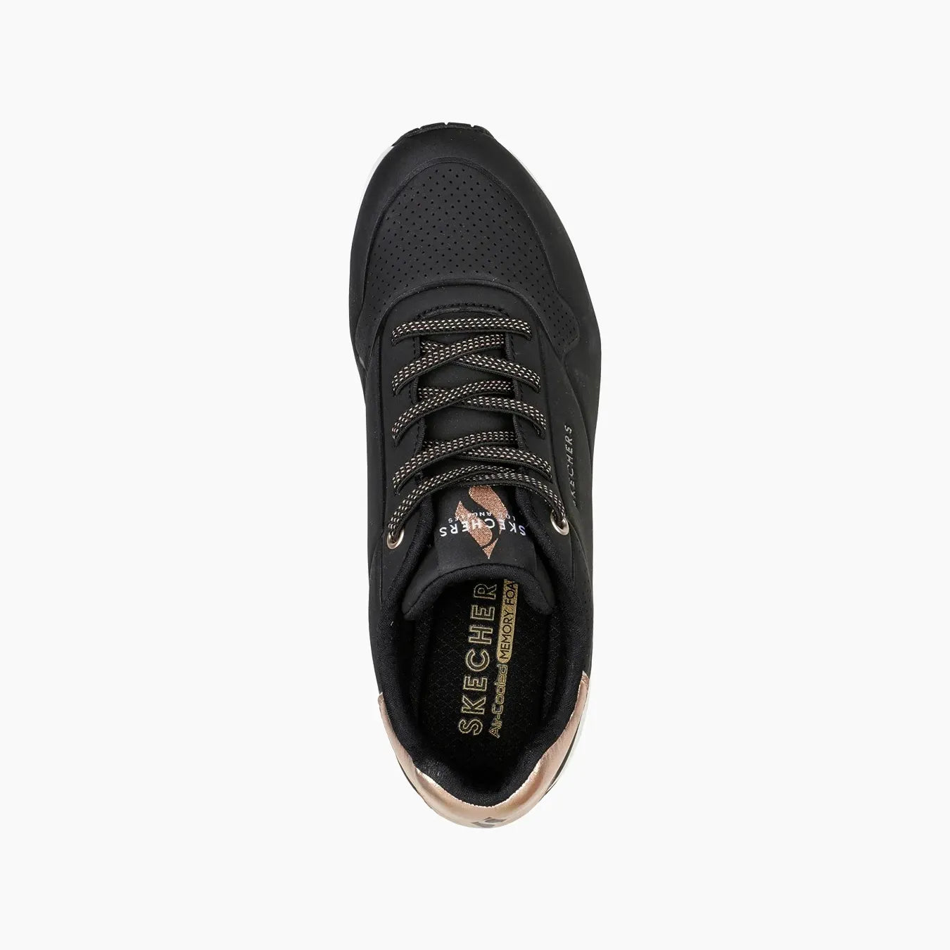 UNO#BLK-BLACK DURABUCK, ROSE GOLD DURALEATHER/MESH TRI