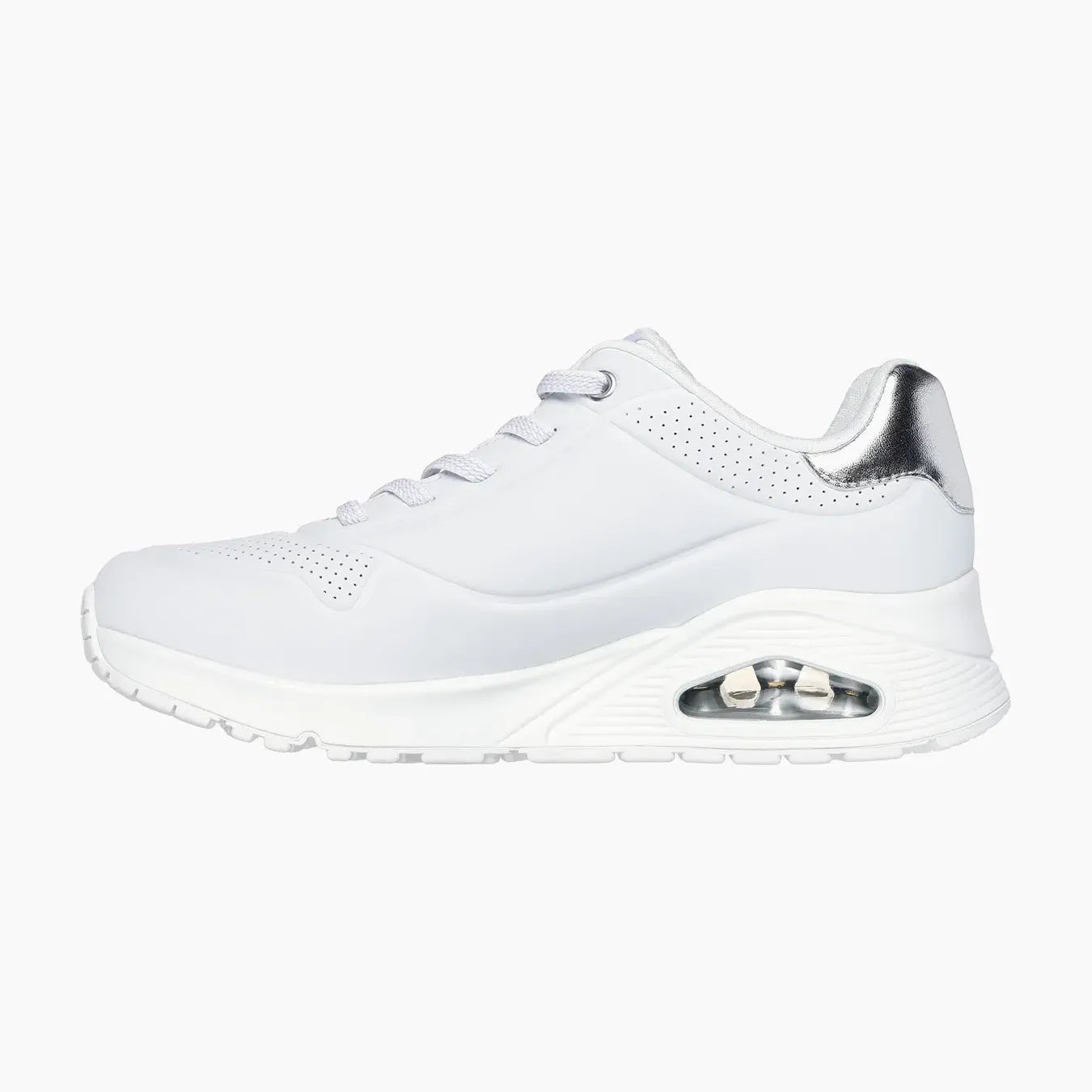 UNO#WSL-WHITE DURABUCK, SILVER DURALEATHER/ MESH TRIM