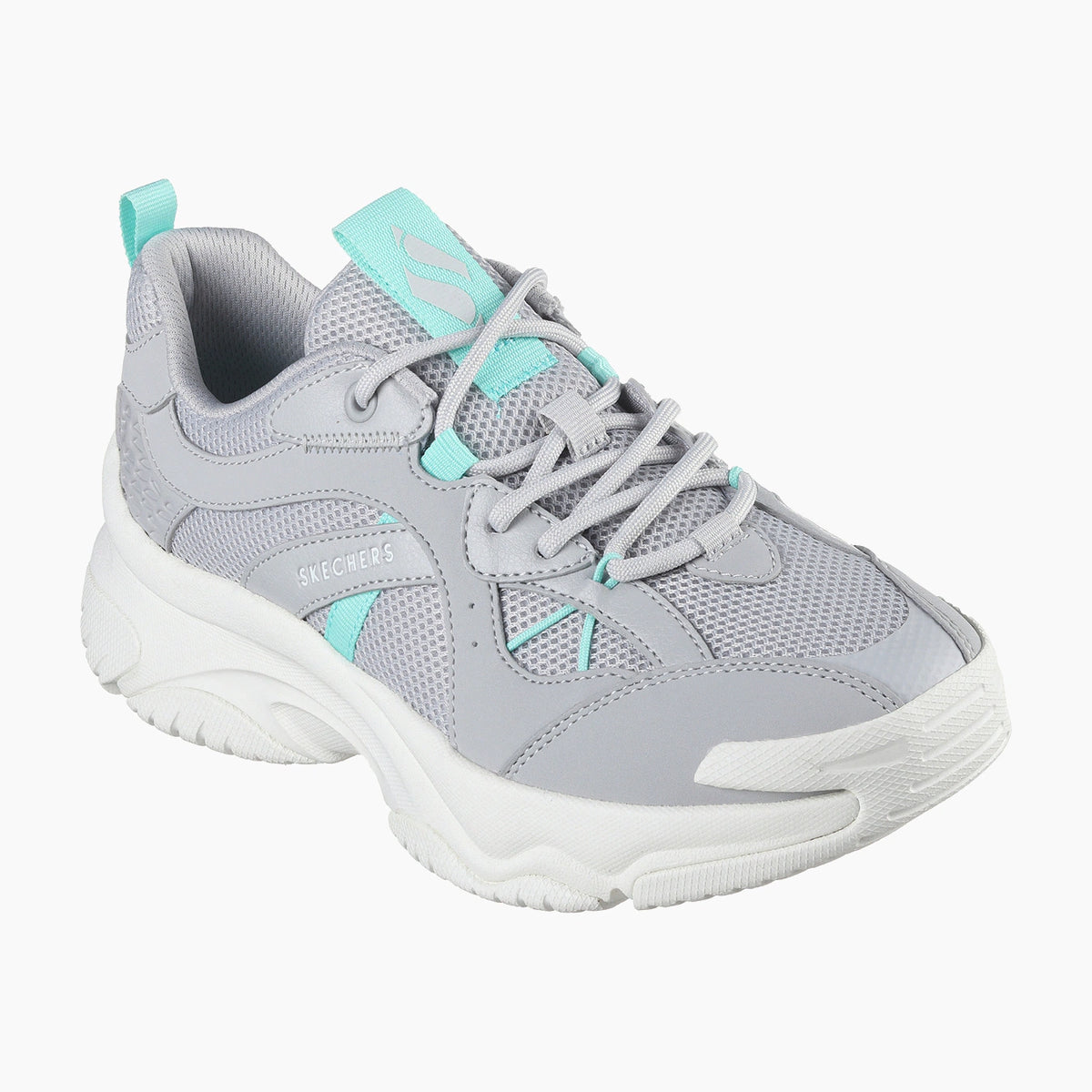GYAQ-GREY DURALEATHER/MESH/ AQUA TRIM