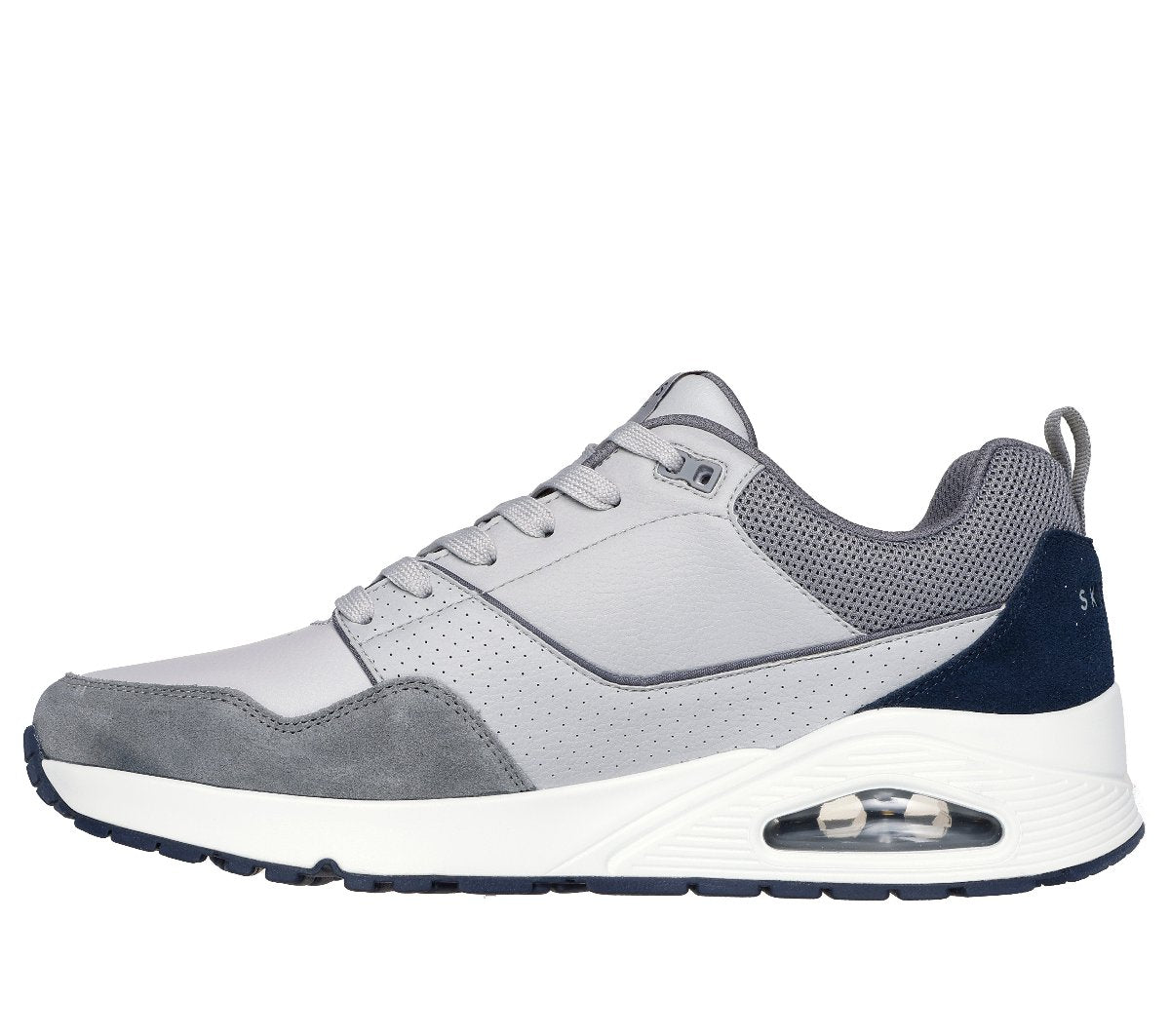 183020#GRY-GREY LEATHER AND SUEDE/ MESH