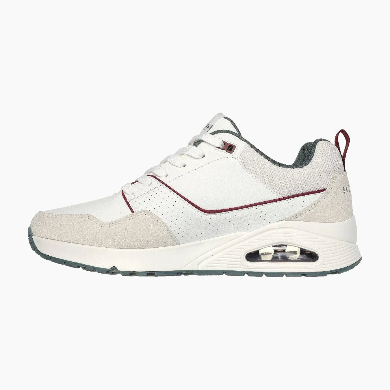 183020#WGR-WHITE LEATHER / SUEDE / GREEN MESH/ BURG TRIM