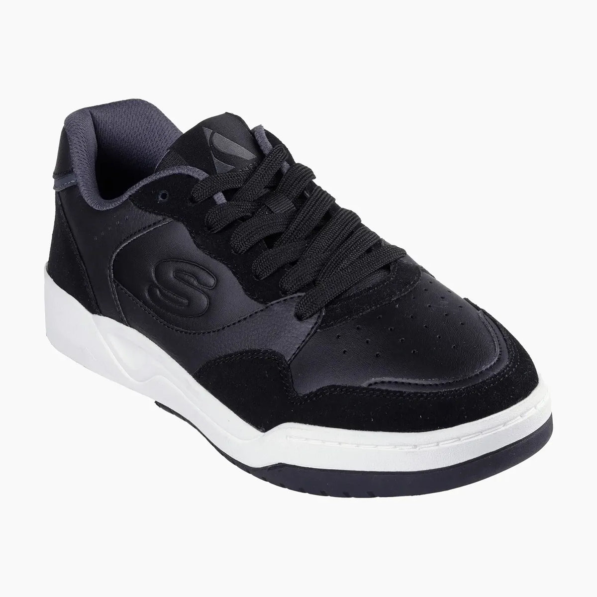 BLK-BLACK LEATHER AND SUEDE/DURALEATHER/MESH