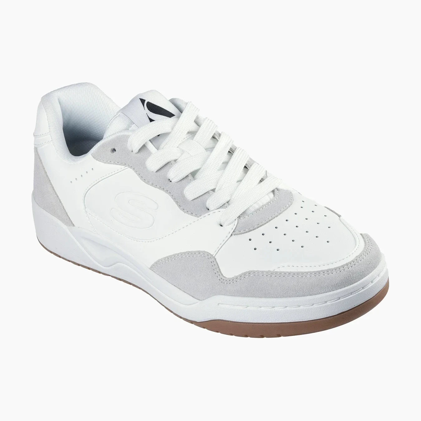 KOOPA#WHT-WHITE LEATHER AND SUEDE/DURALEATHER/MESH