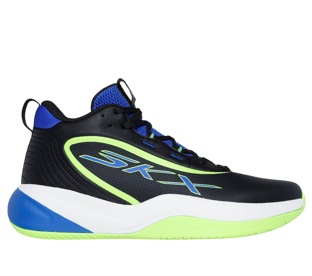 253010#BKBL-BLACK LEATHER/BLUE/GREEN TRIM