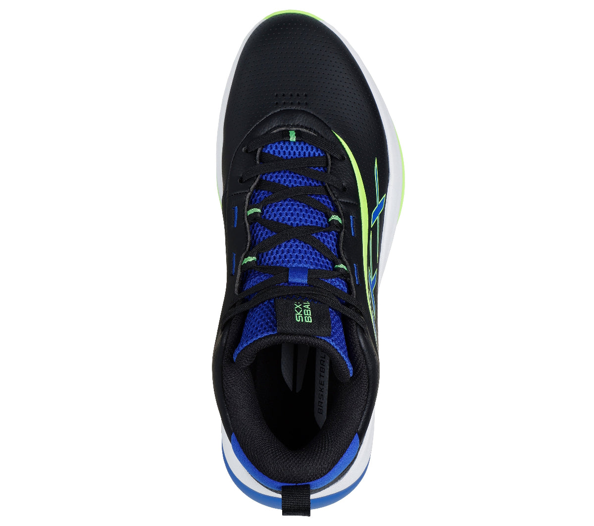 253010#BKBL-BLACK LEATHER/BLUE/GREEN TRIM