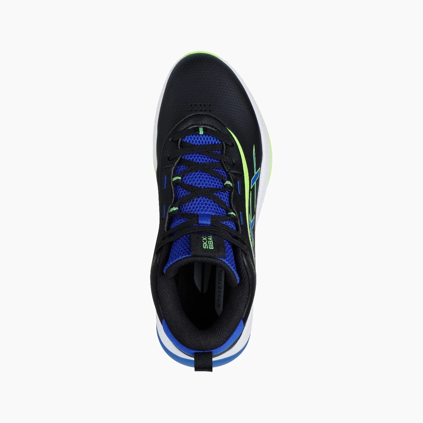 253010#BKBL-BLACK LEATHER/BLUE/GREEN TRIM