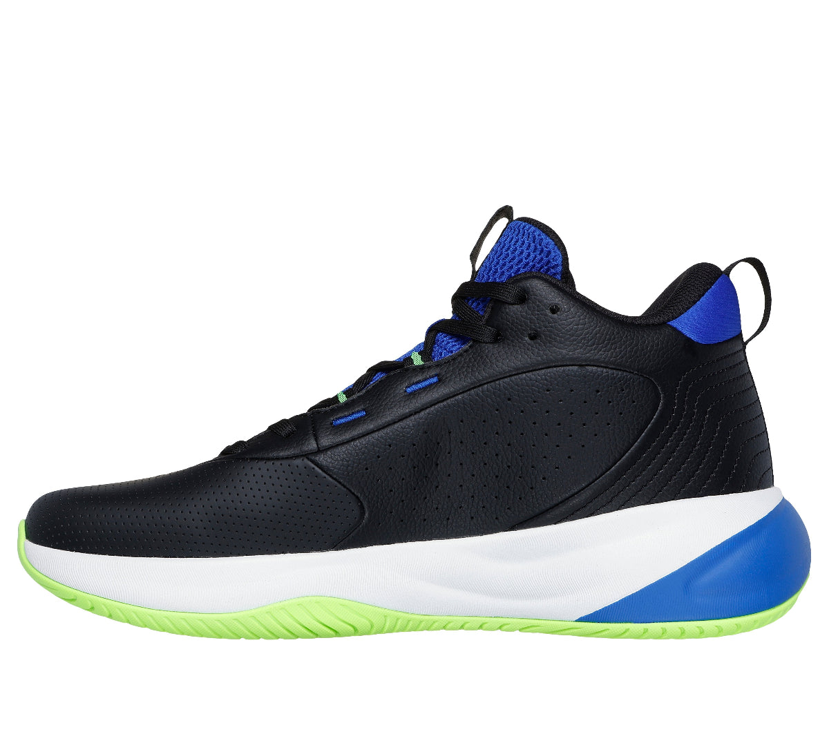 253010#BKBL-BLACK LEATHER/BLUE/GREEN TRIM