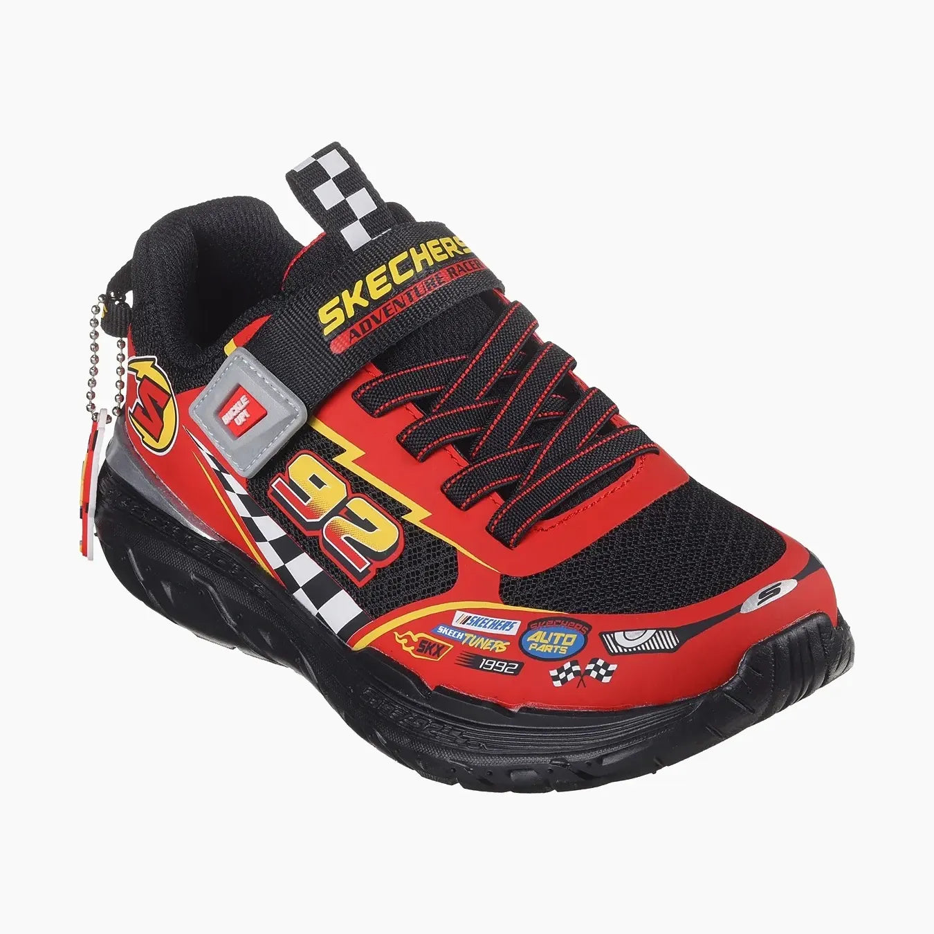 SKECH#BKRD-BLACK SYNTHETIC/TEXTILE / RED TRIM