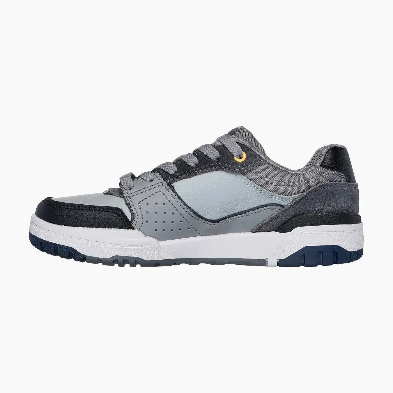 406157#GYBK-GRAY LEATHER/BLACK SYNTHETIC/YELLOW TRIM